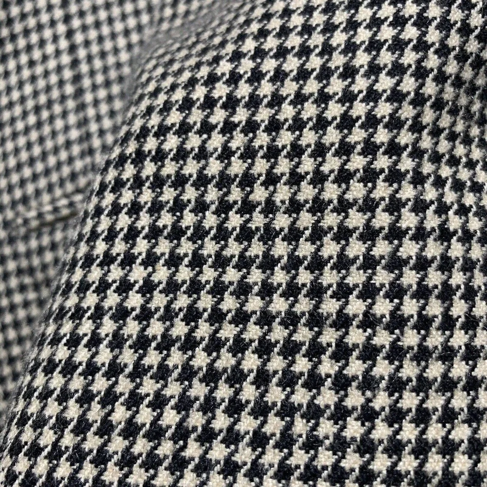 Vintage Polo Ralph Lauren Houndstooth Silk Cotton Mens Sz 41R Black Gray Blazer